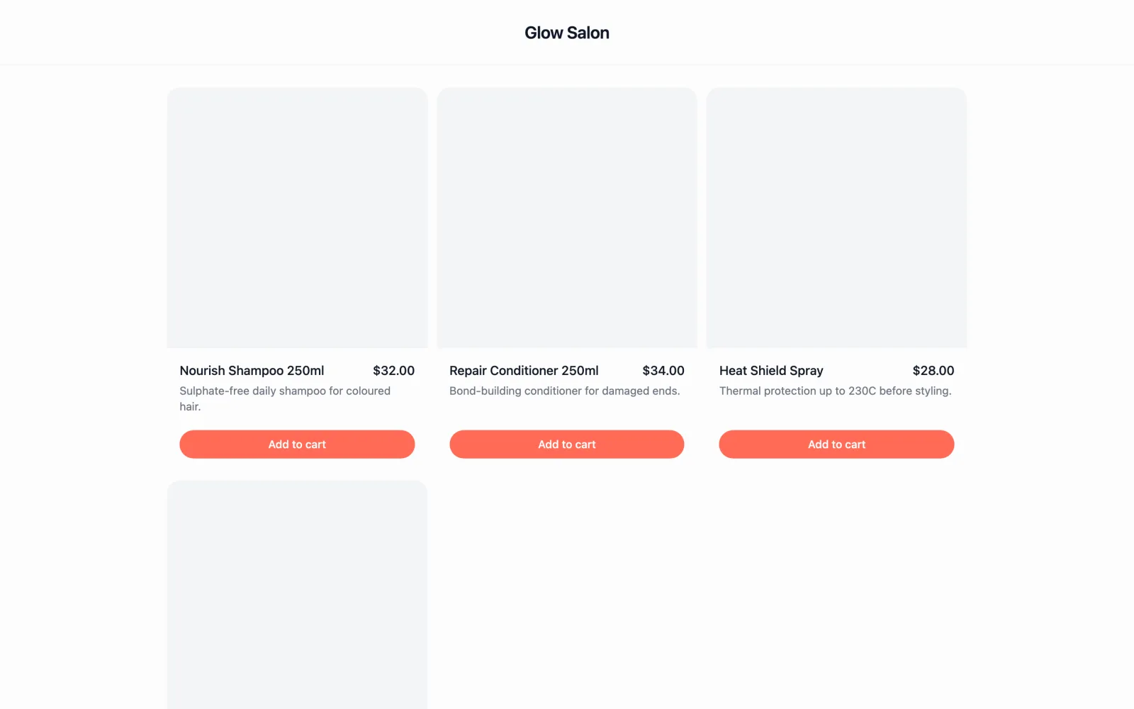 A live website page with the embedded product grid and cart showing in place.